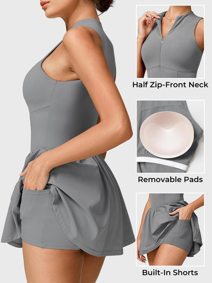 Vestido de tenis Movaelle CoreFlex con cremallera
