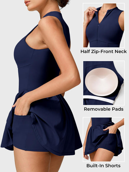 Vestido de tenis Movaelle CoreFlex con cremallera