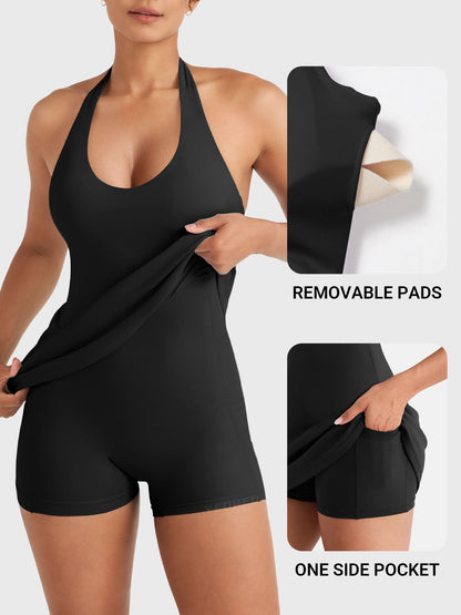 Vestido de tenis Movaelle CoreFlex con cuello halter