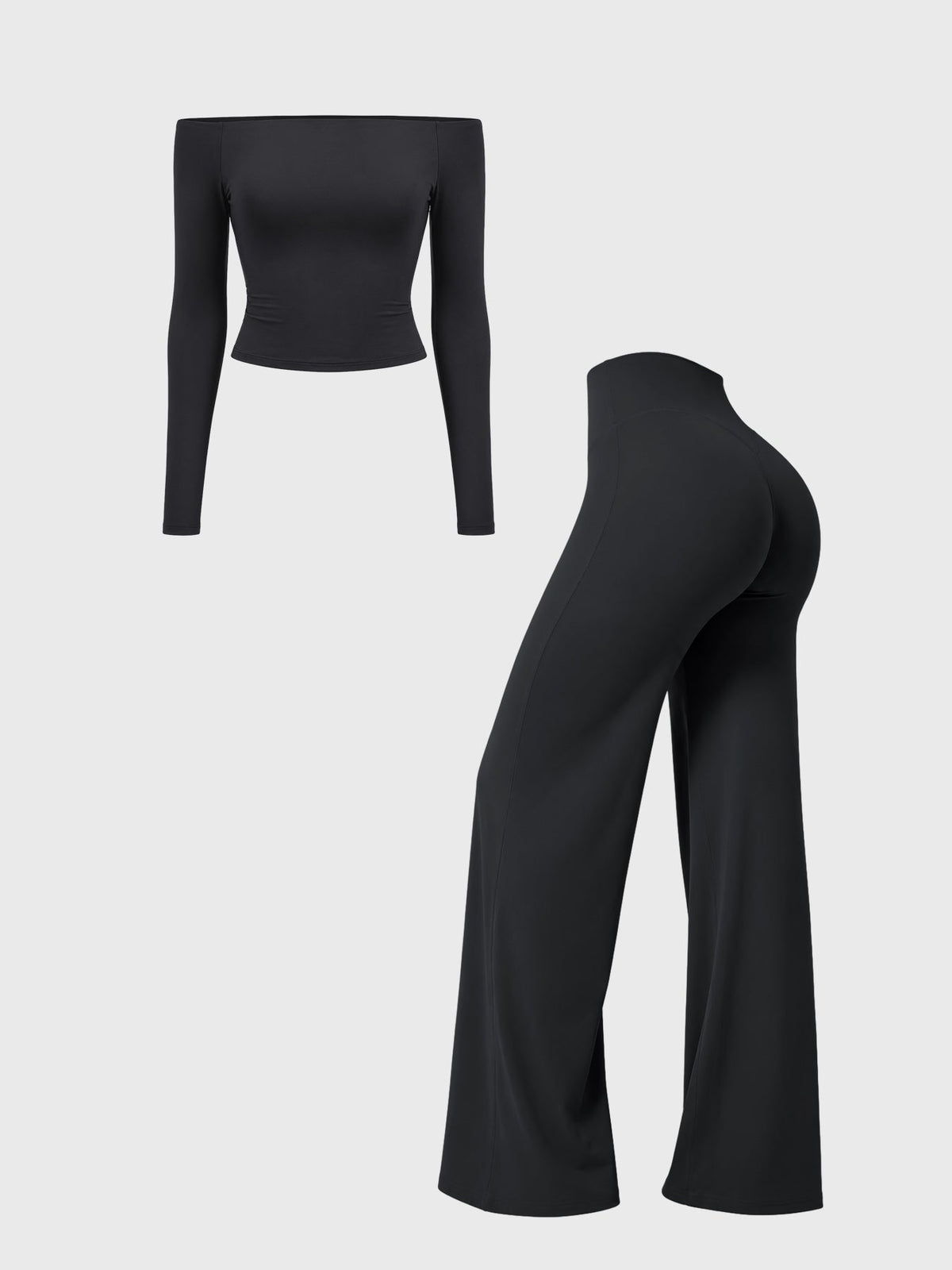 Conjunto Y2K Ease – Top descubierto con pantalón recto