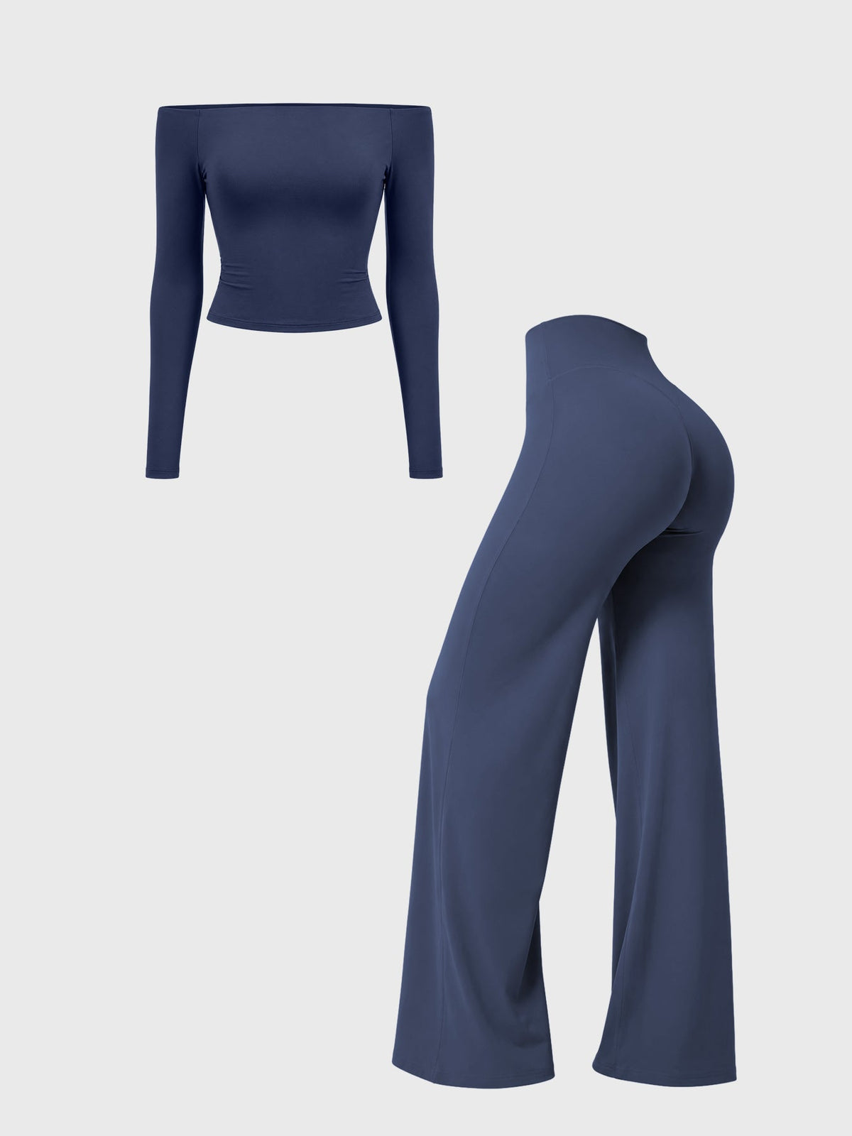 Conjunto Y2K Ease – Top descubierto con pantalón recto