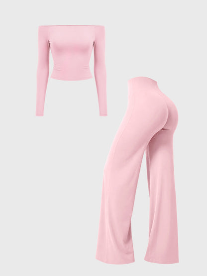 Conjunto Y2K Ease – Top descubierto con pantalón recto