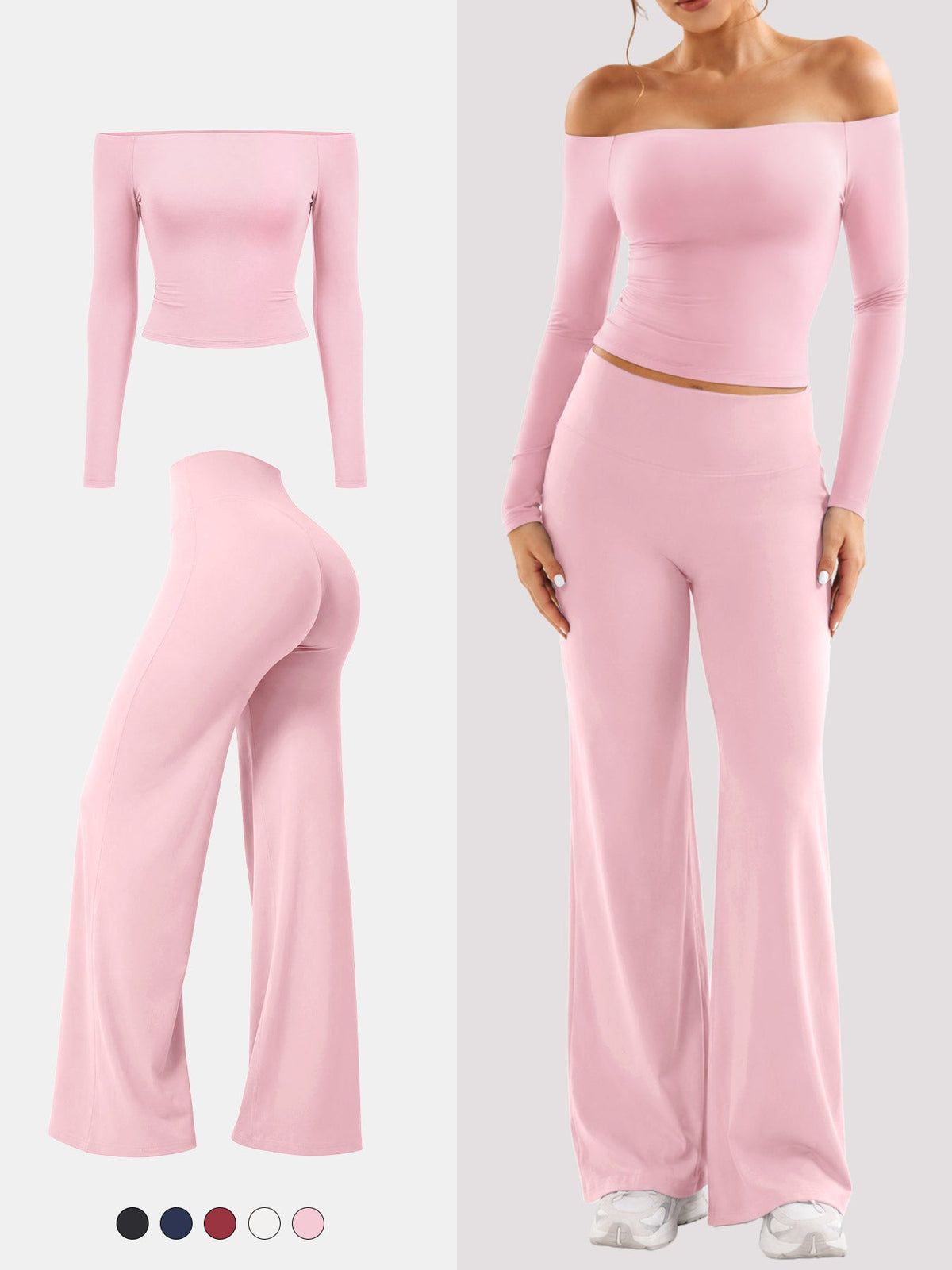Conjunto Y2K Ease – Top descubierto con pantalón recto