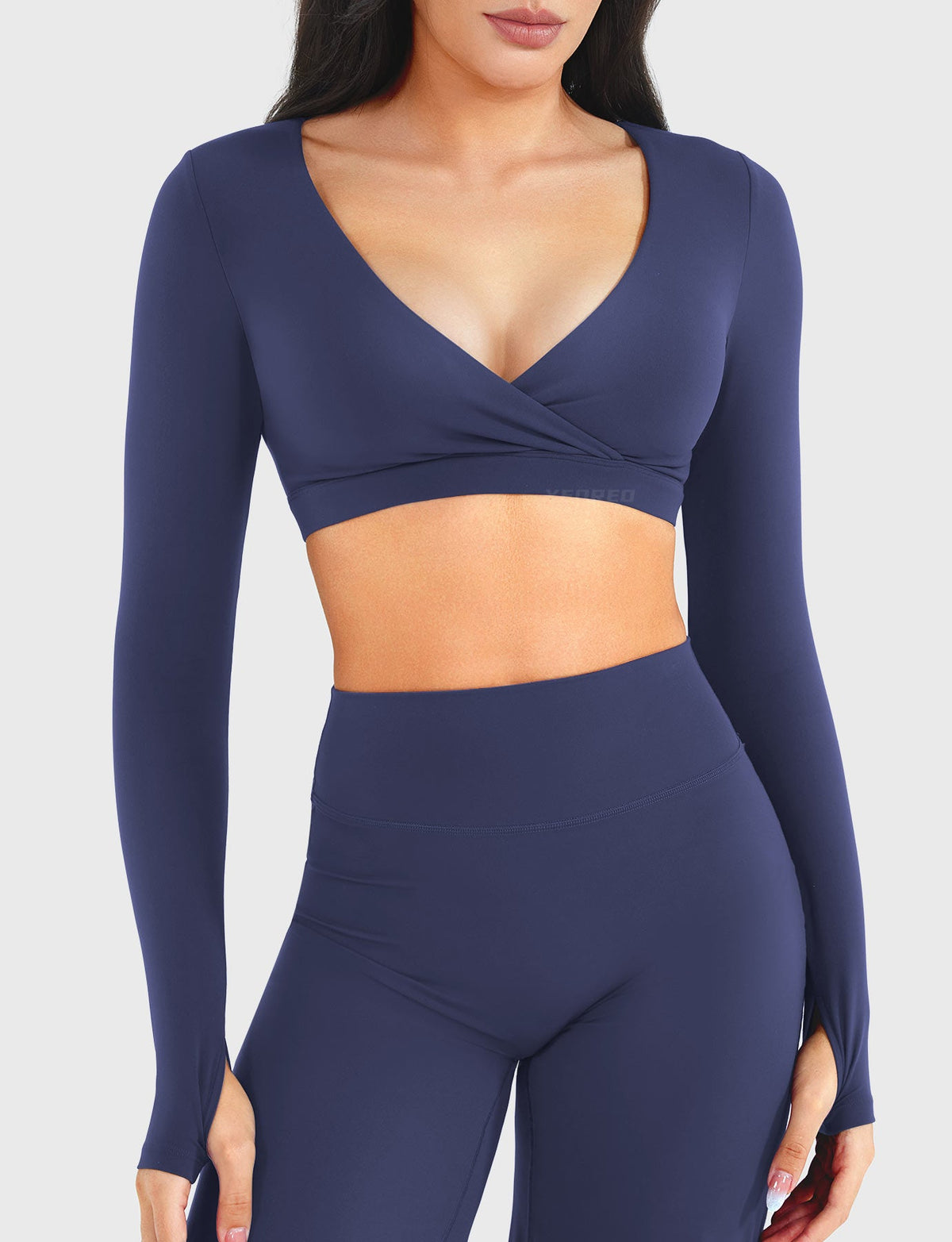 Camiseta de manga larga Movaelle CoreFlex corta escote en V
