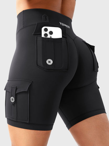 Short Movaelle CoreFlex cargo fruncido oculto